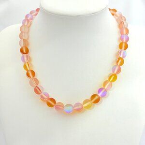 Mystic Mermaid Topaz Glass Beads - 12 mm Beads - 18.5" Necklace - NWOT